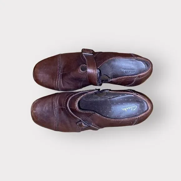 Clarks Brown Leather Shoes Size 7 M - Picture 3 of 5